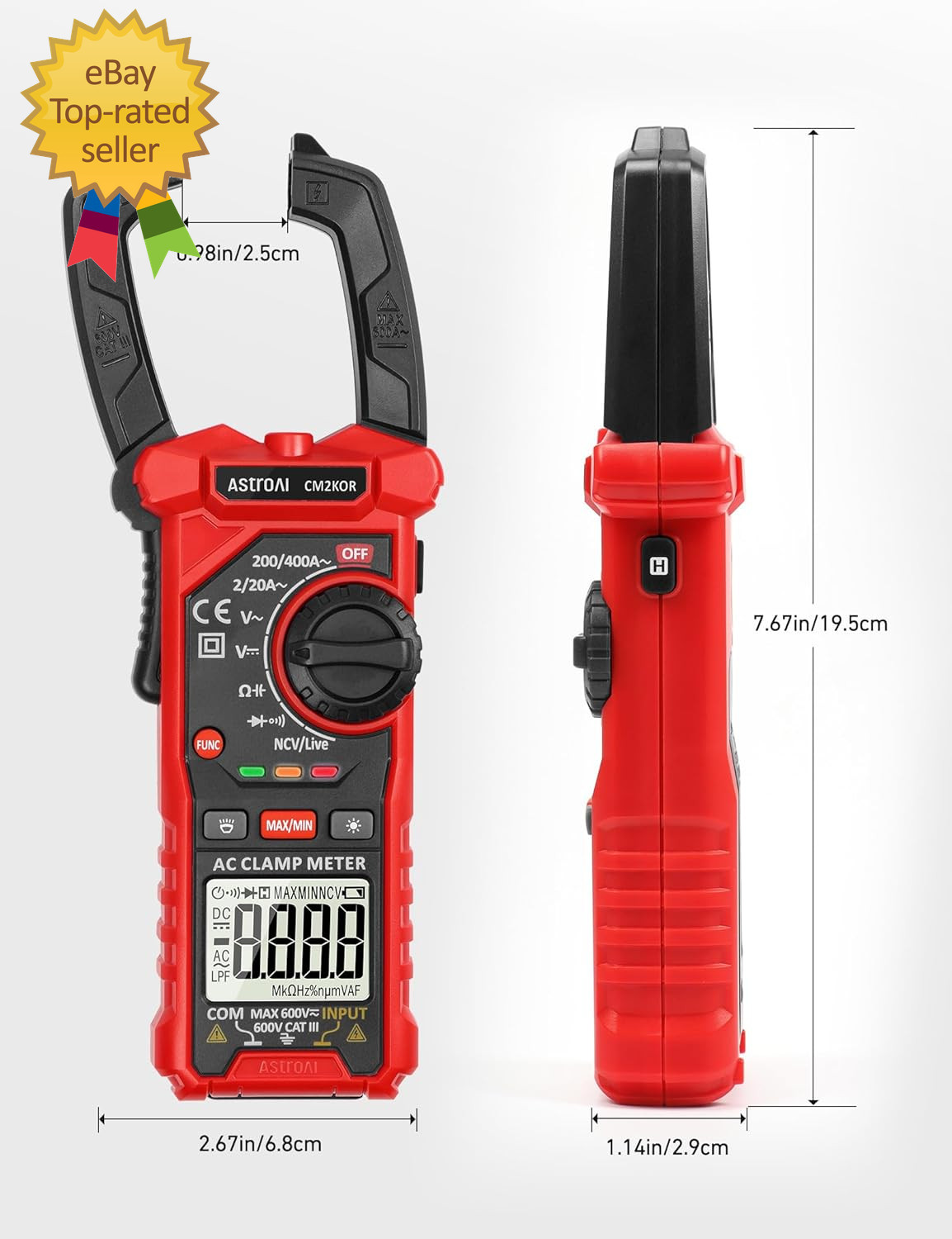 Digital Clamp Meter Multimeter 2000 Counts Amp Voltage Tester Auto-Ranging