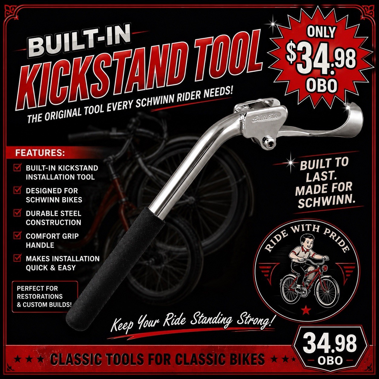 Park Tools ks-1 Clone Tool For Schwinn Sprague kickstand Removal And Install