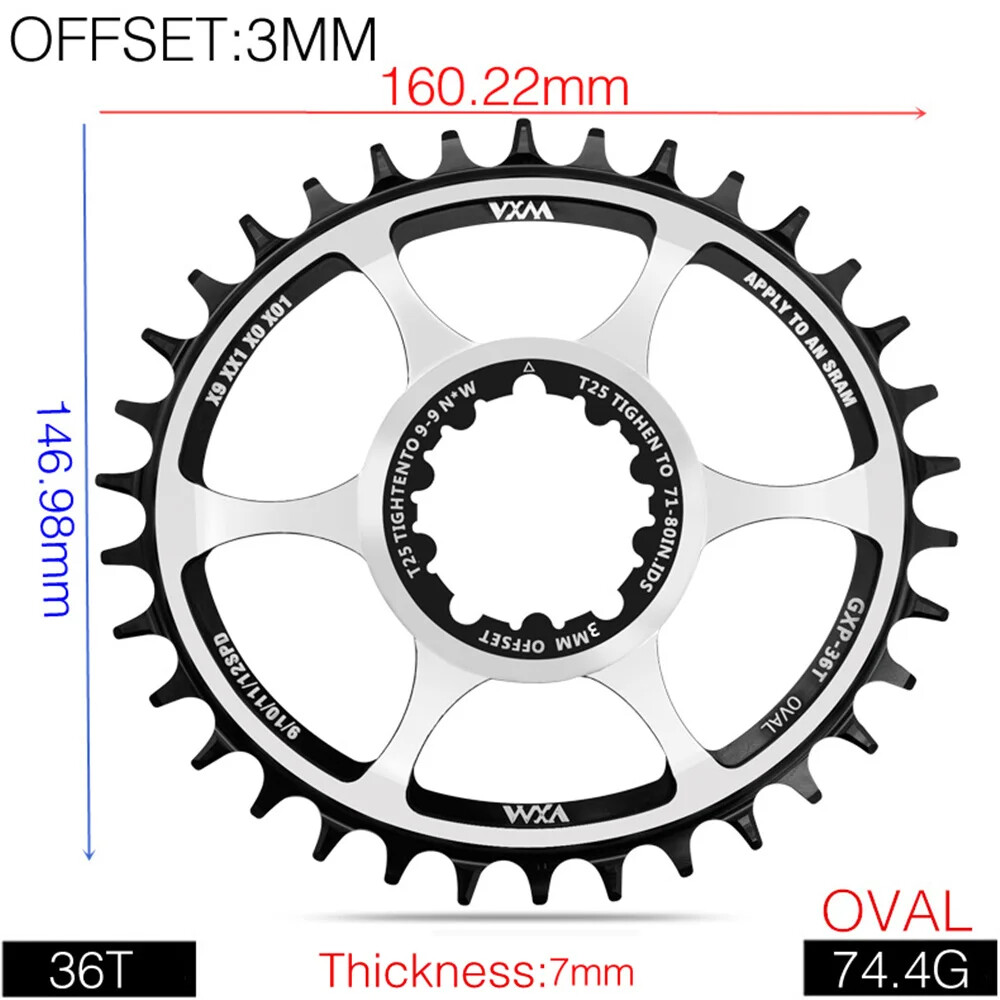 MTB Bicycle Oval Round Chainring 3/6mm Offset Direct Mount Star Ring 32T 34T 36T