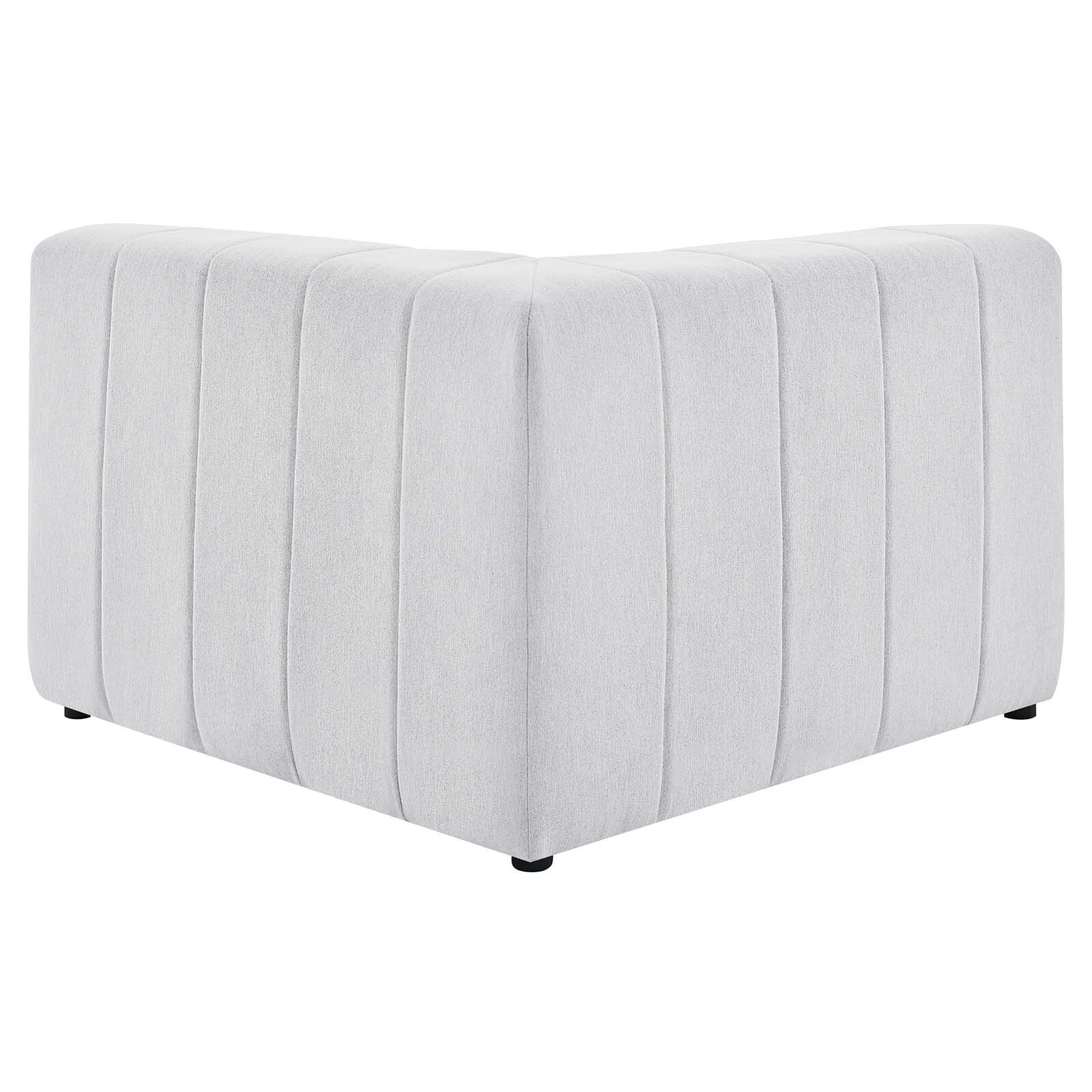 Modway Bartlett Channel Tufted Upholstered Sectional Sofa Corner Chair in Ivory