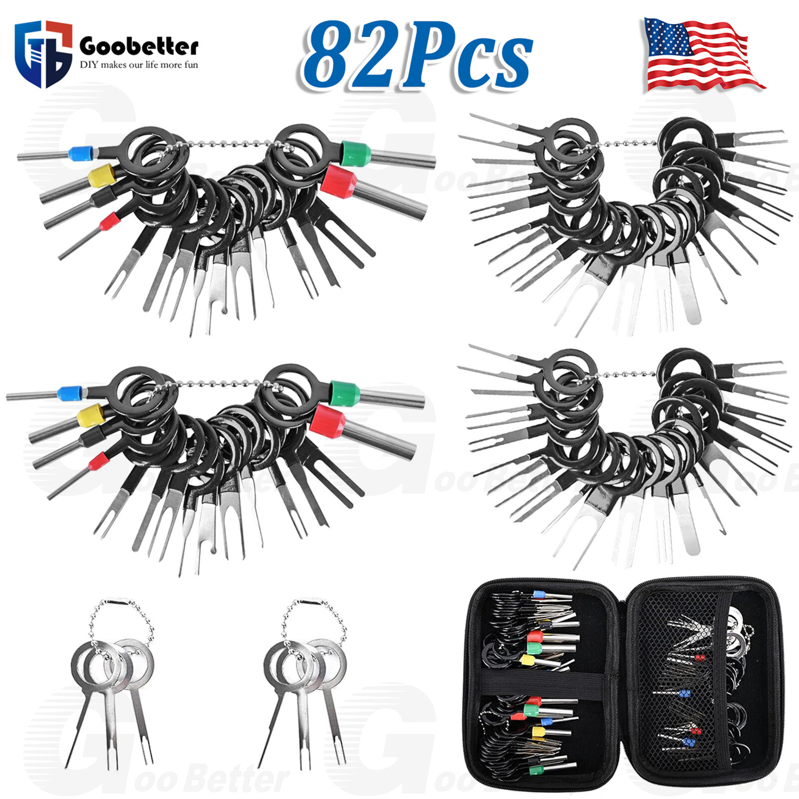 100pcs Pin Ejector Wire Kit Extractor Connector Puller Car Terminal Removal Tool