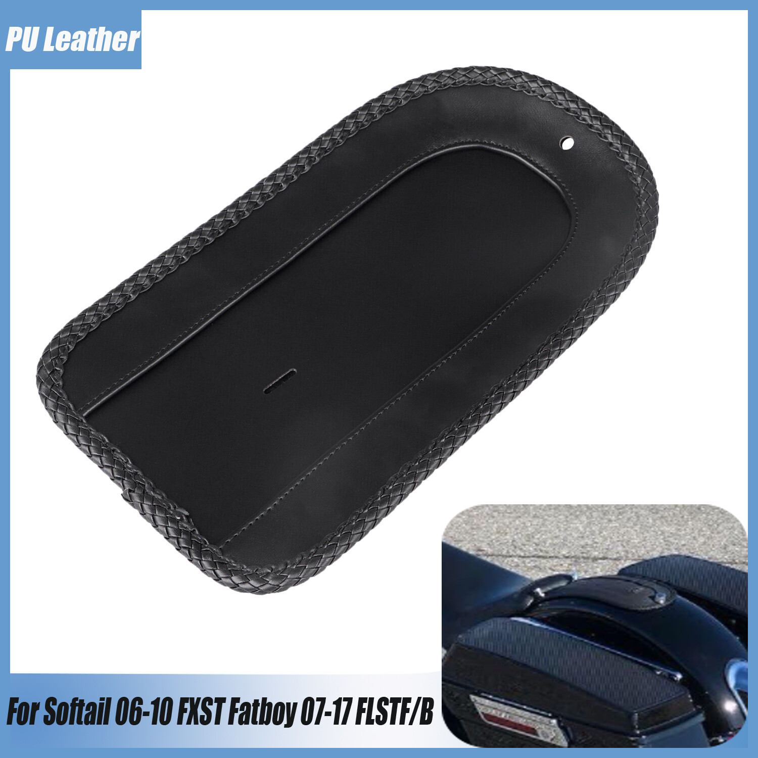 Black Rear PU Fender Bib Solo Seat for Harley Fatboy EFI FLSTFI FLSTF Softail