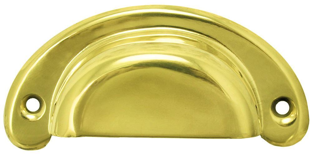 3" Front Mount Hoosier Bin Pull Polished and Lacquered Solid Brass