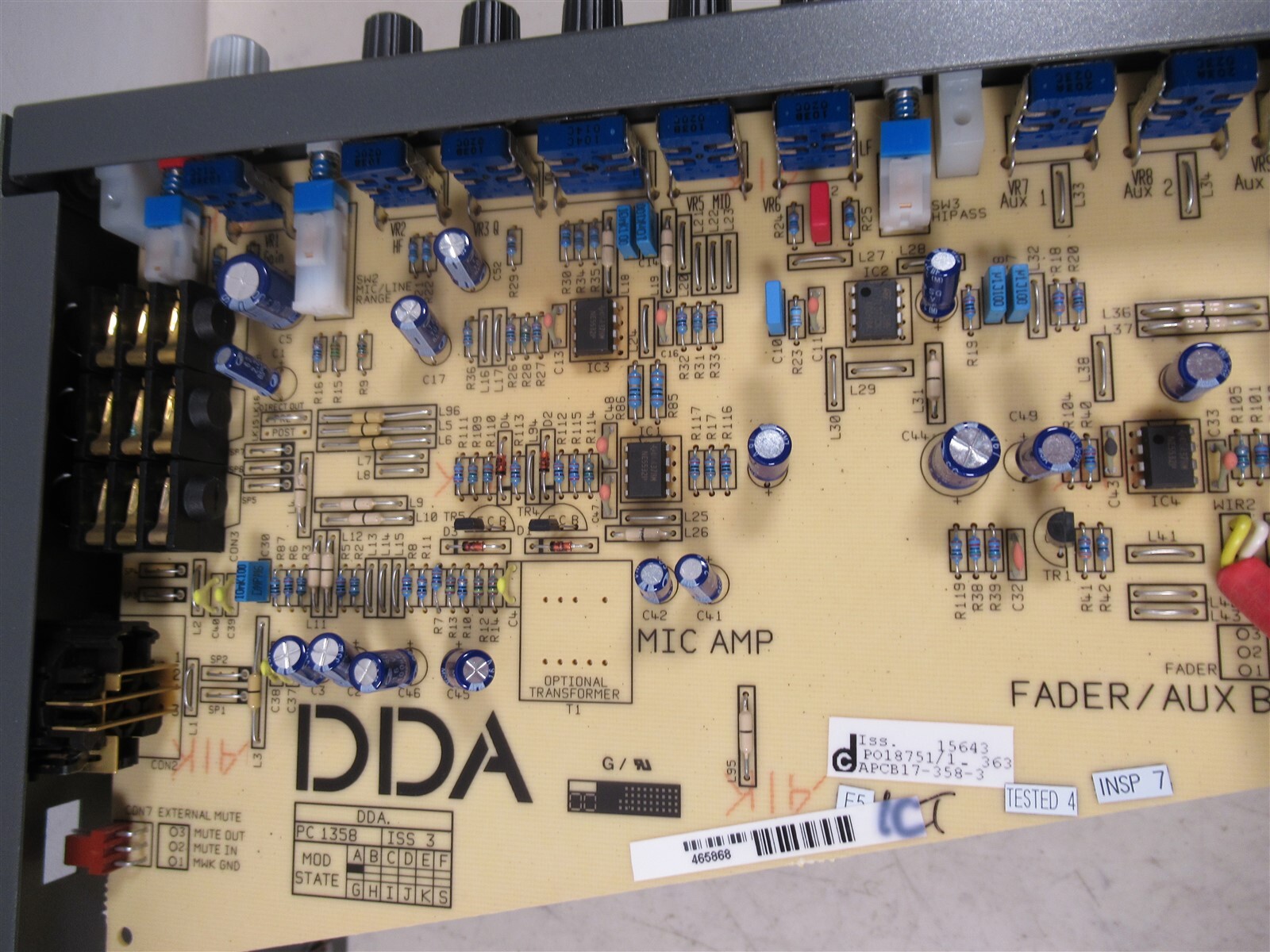 DDA CS3 Audio Mixer Board Section Group Fader Aux Buffer Module AMDL17-001