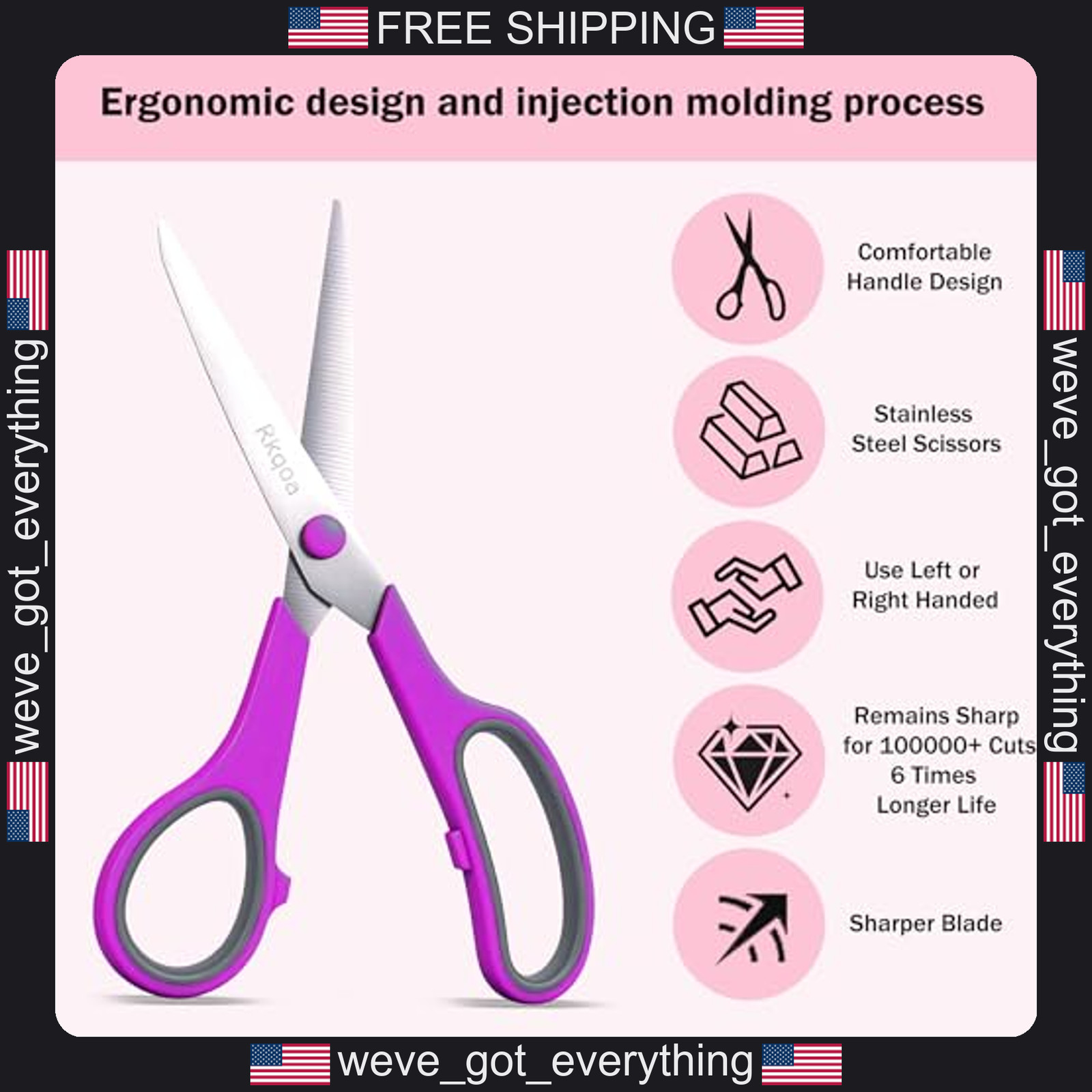 24 Black All Purpose Scissors for Office School Crafts