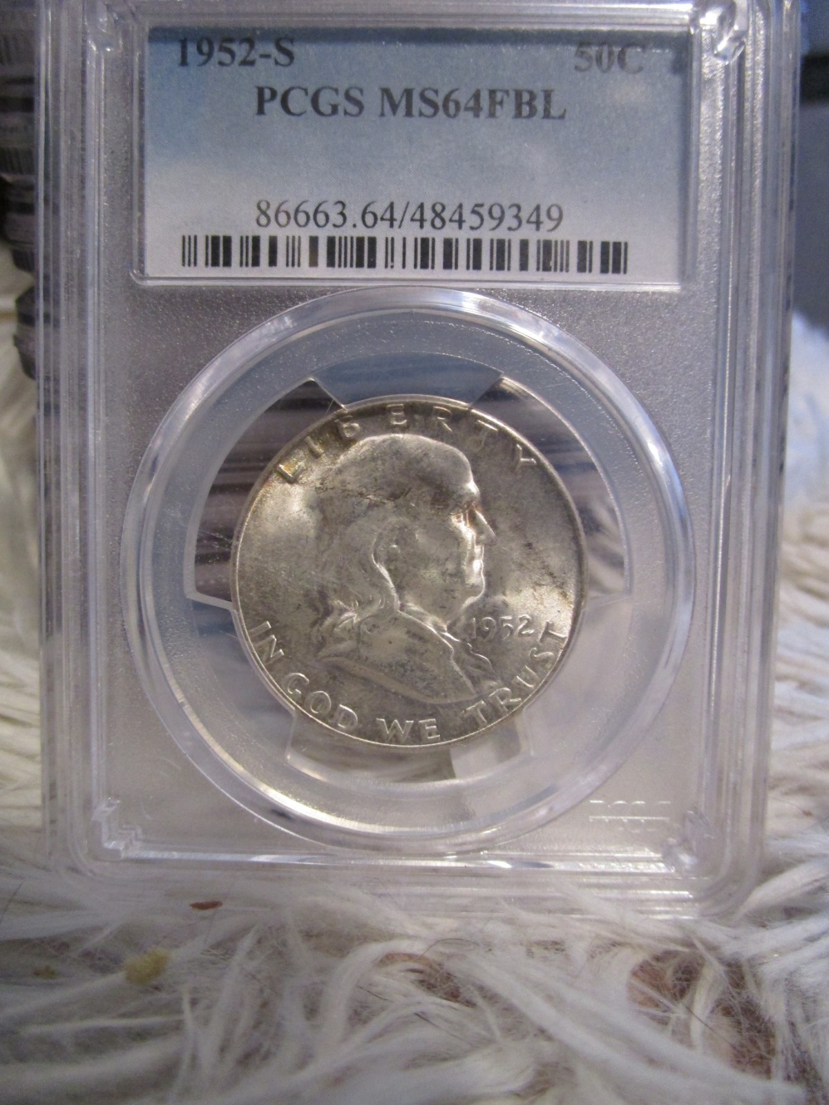 1952-S Franklin Half Dollar, graded PCGS MS64FBL
