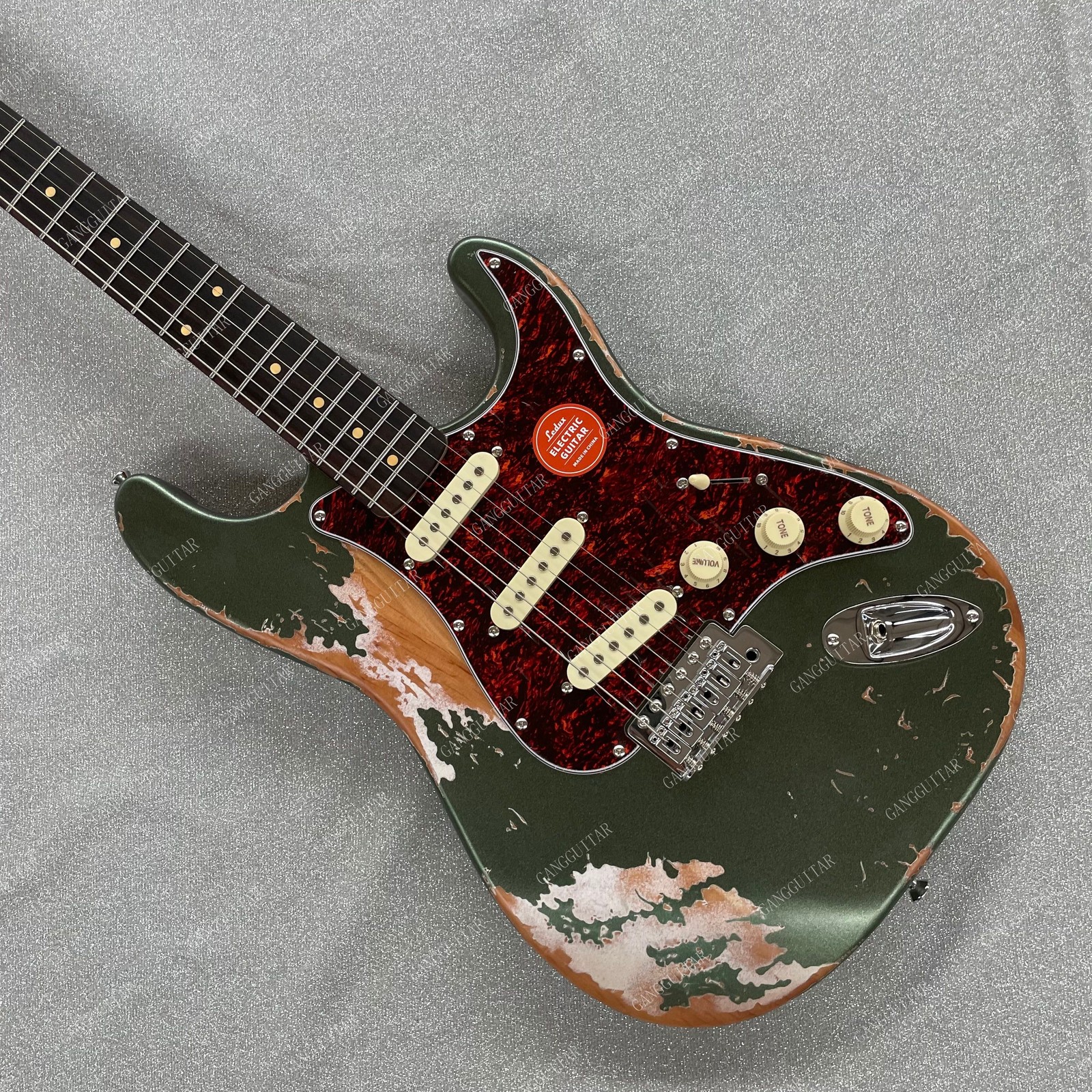Solid Body Electric Guitar Bone Nut 21 Stainless Steel Rounded Fret Edge Green