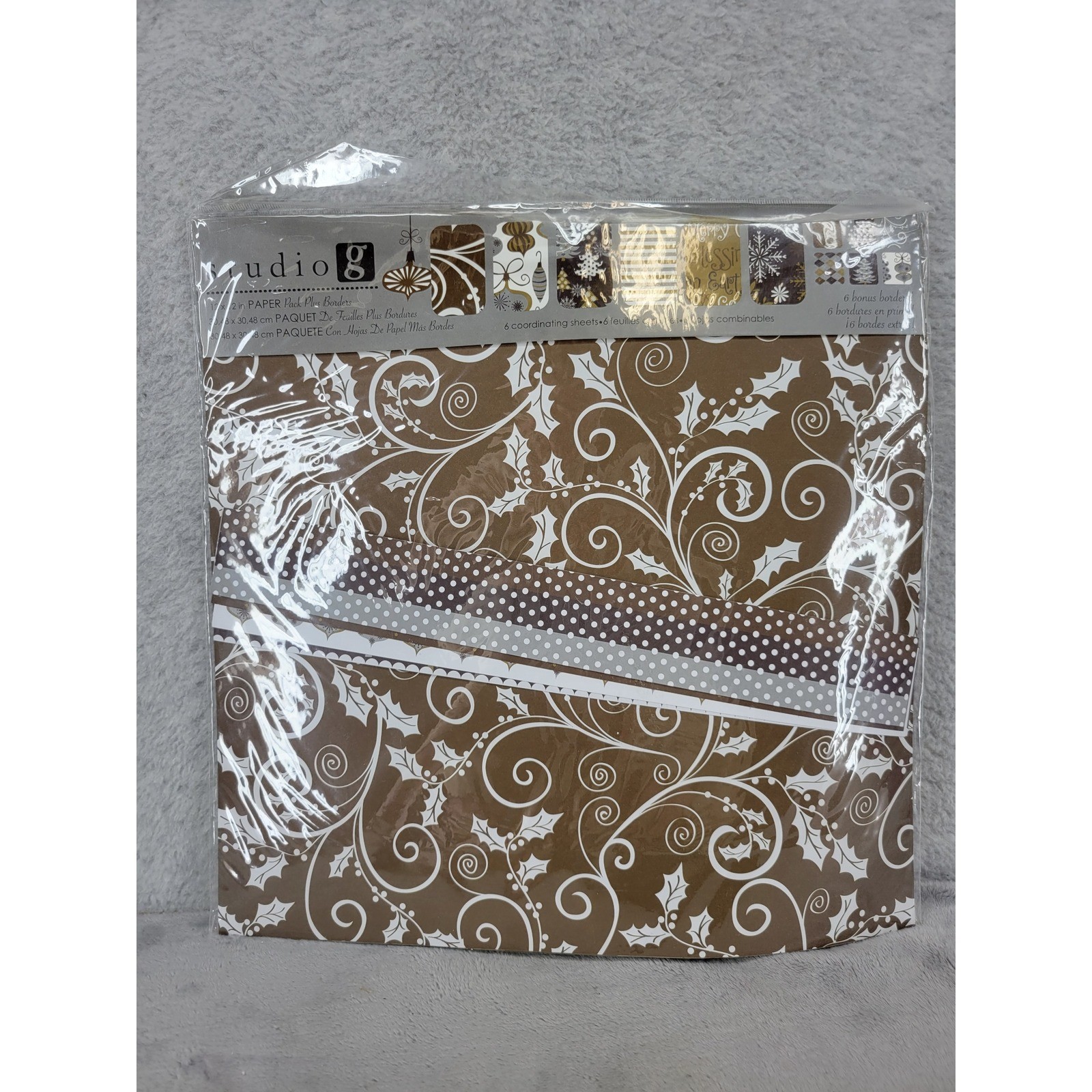 Studio G 12" x 12" Paper Pack Plus Borders Christmas Holly Swirl Design