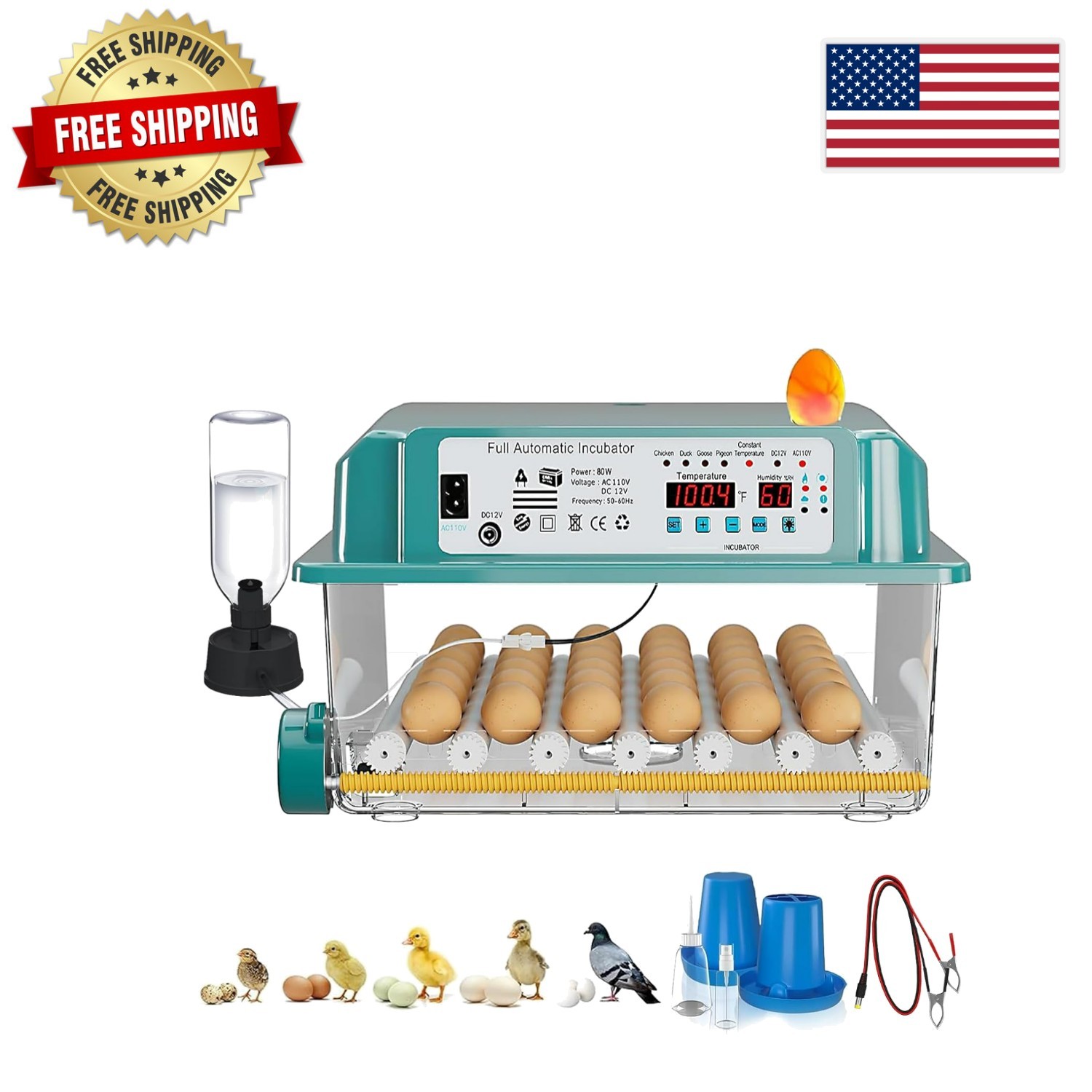 Effortless 36-Egg Incubator: Precision Temperature & Auto-Turning Features