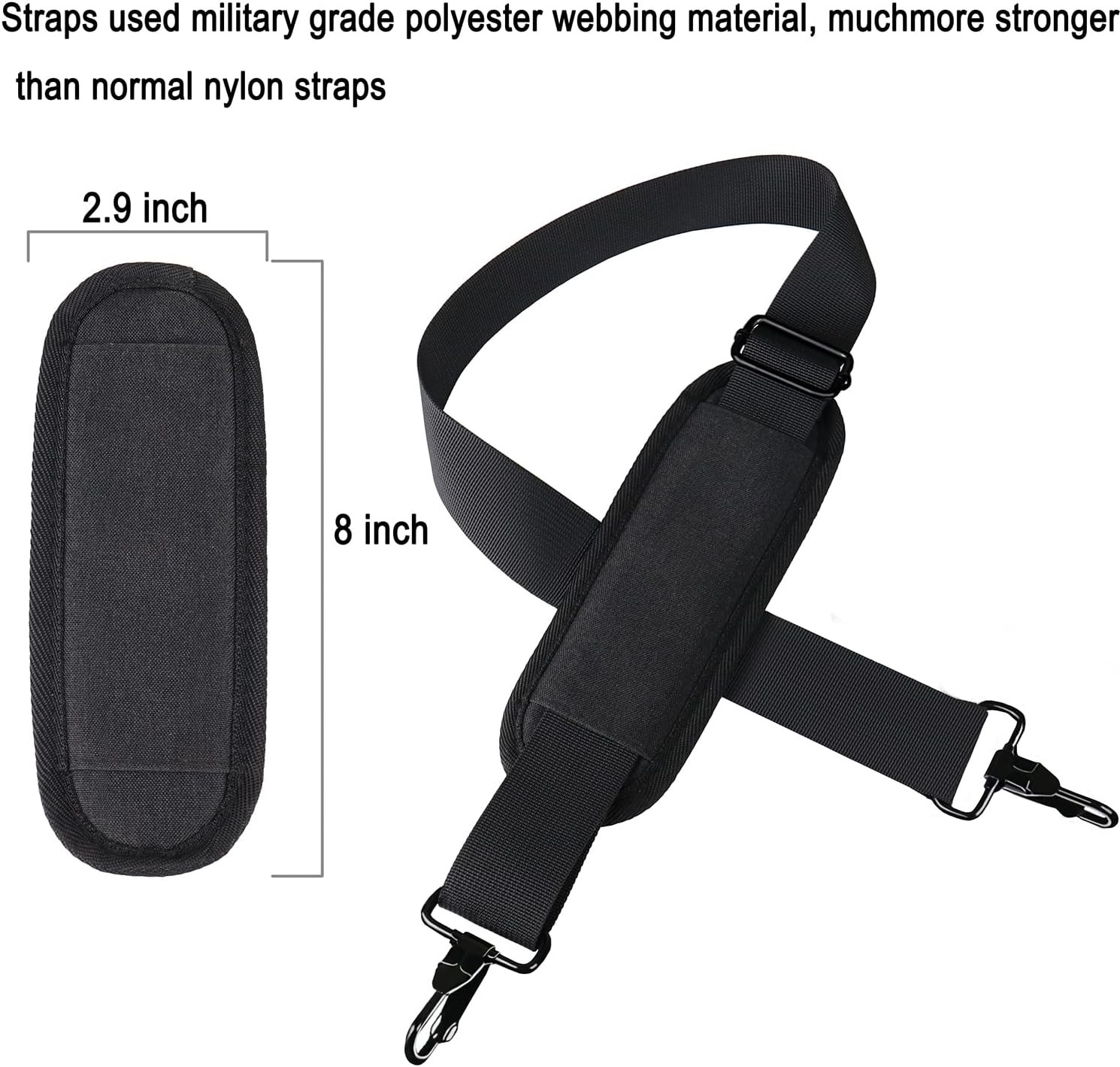 Askuko Shoulder Strap 56 Inch, Universal Adjustable Belt Black