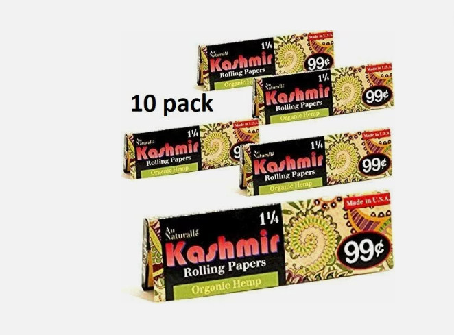 Kashmir Rolling Paper- Organic Hemp- 1 1/4 10 Pack