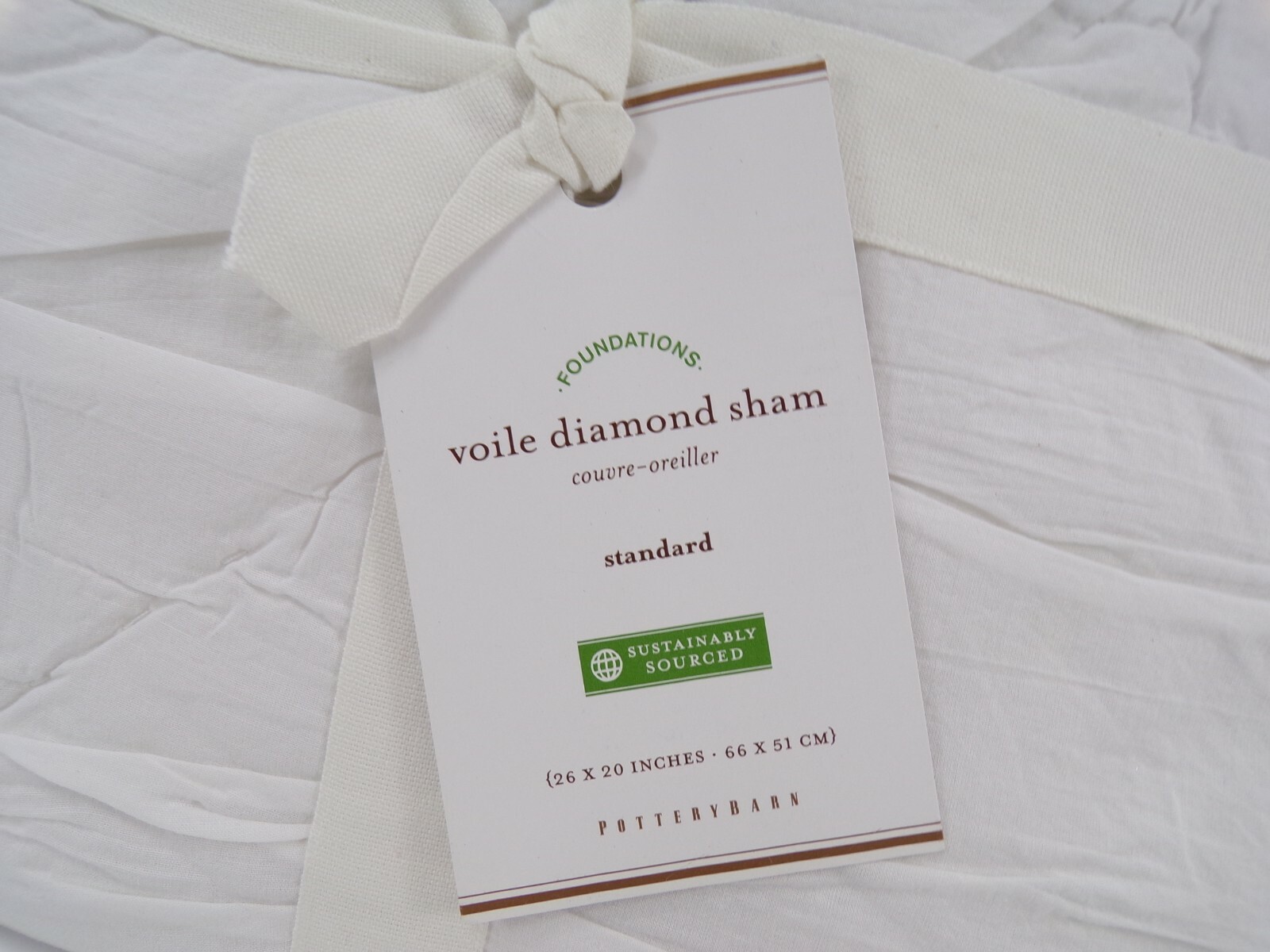 Pottery Barn Voile Diamond Sham Euro White #7795