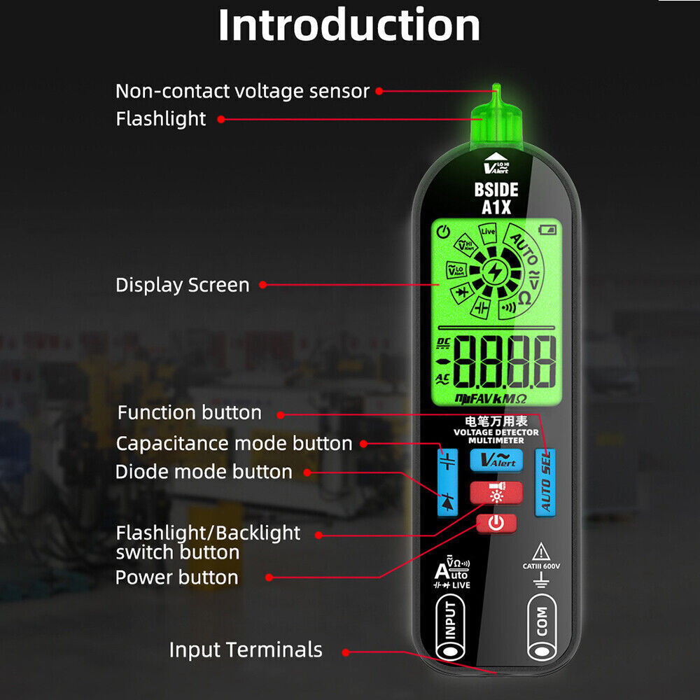 Smart Digital Multimeter Tester Rechargeable Electrical Voltmeter AC DC Voltage