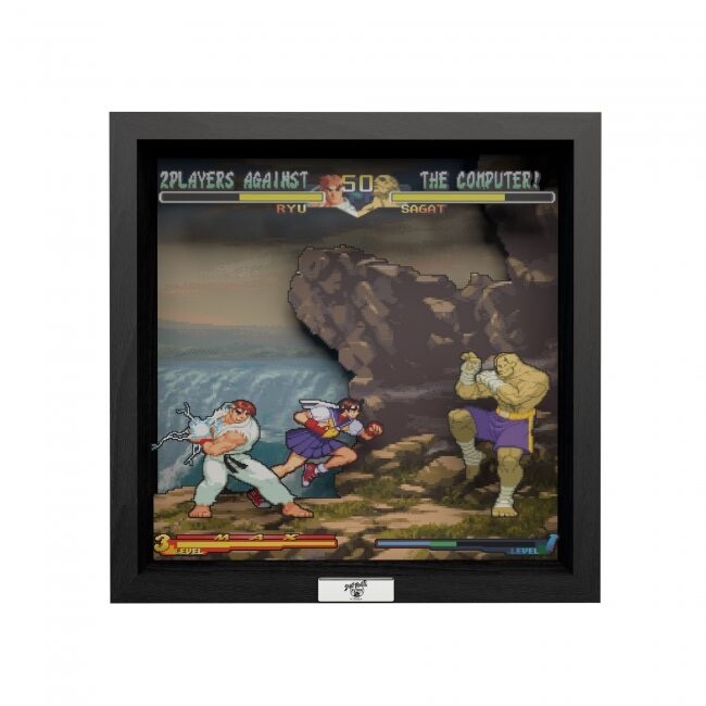 Pixel Frames Street Fighter Alpha 2: A Dramatic Battle 9x9 inches Shadow Box Art