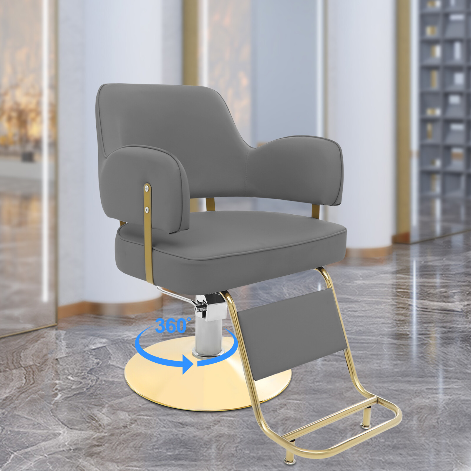 Rotatable Hairdressing Chair Height Adjustable Barber Chair with Foot Pedal NEW