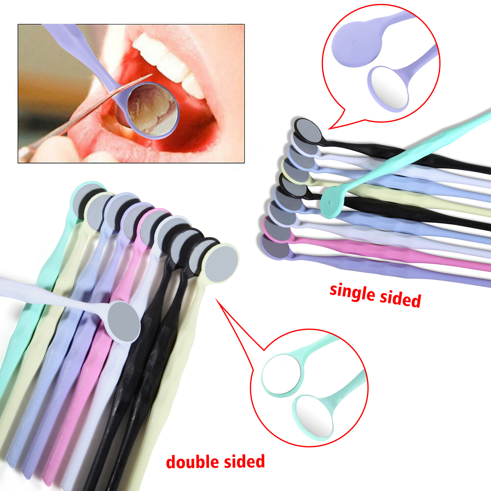 10 Pcs Dental PREMIUM Mouth Mirrors Front Surface Double Single Sided