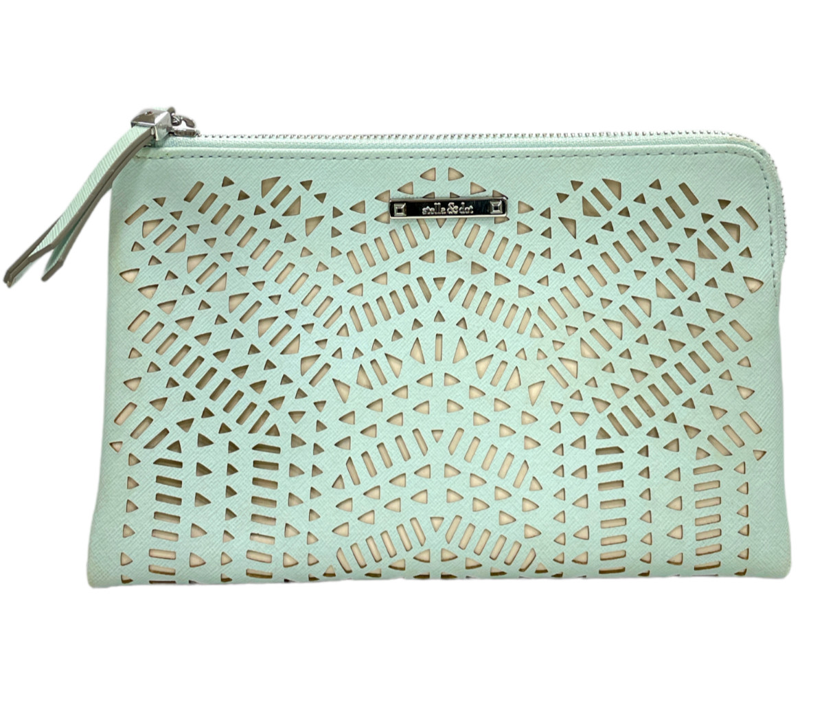 Stella and Dot Turquoise Eyelet Cut Out Double Clutch (W9" x H5.5") SEE PICS