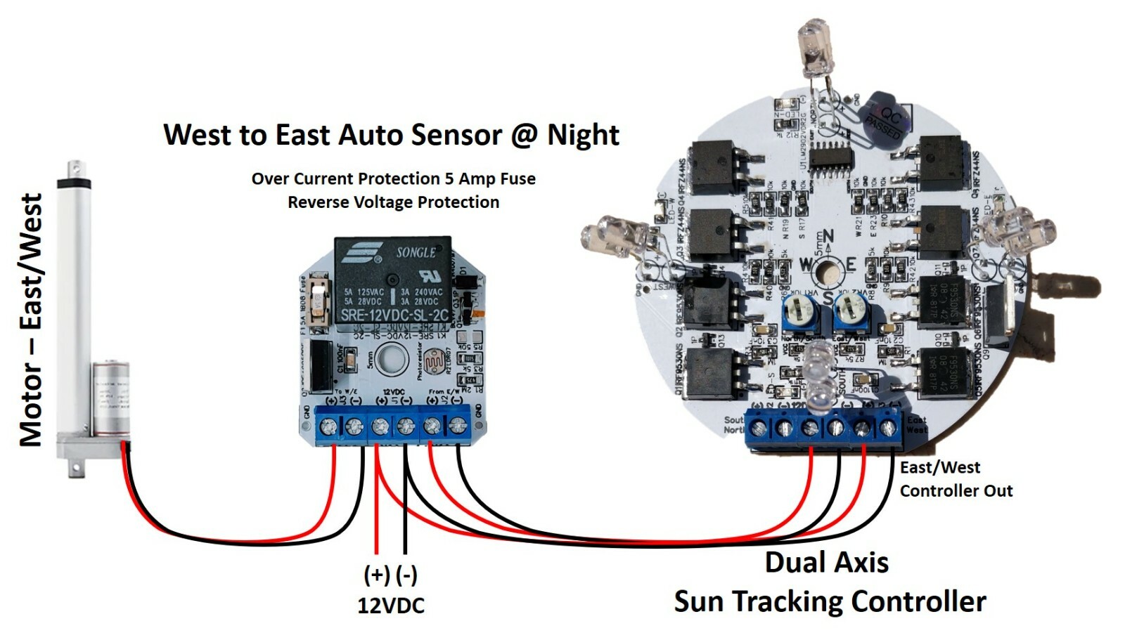12V 5Amp West East Auto Sensor DIY PV Panel Sun Tracking Controller + Enclosure