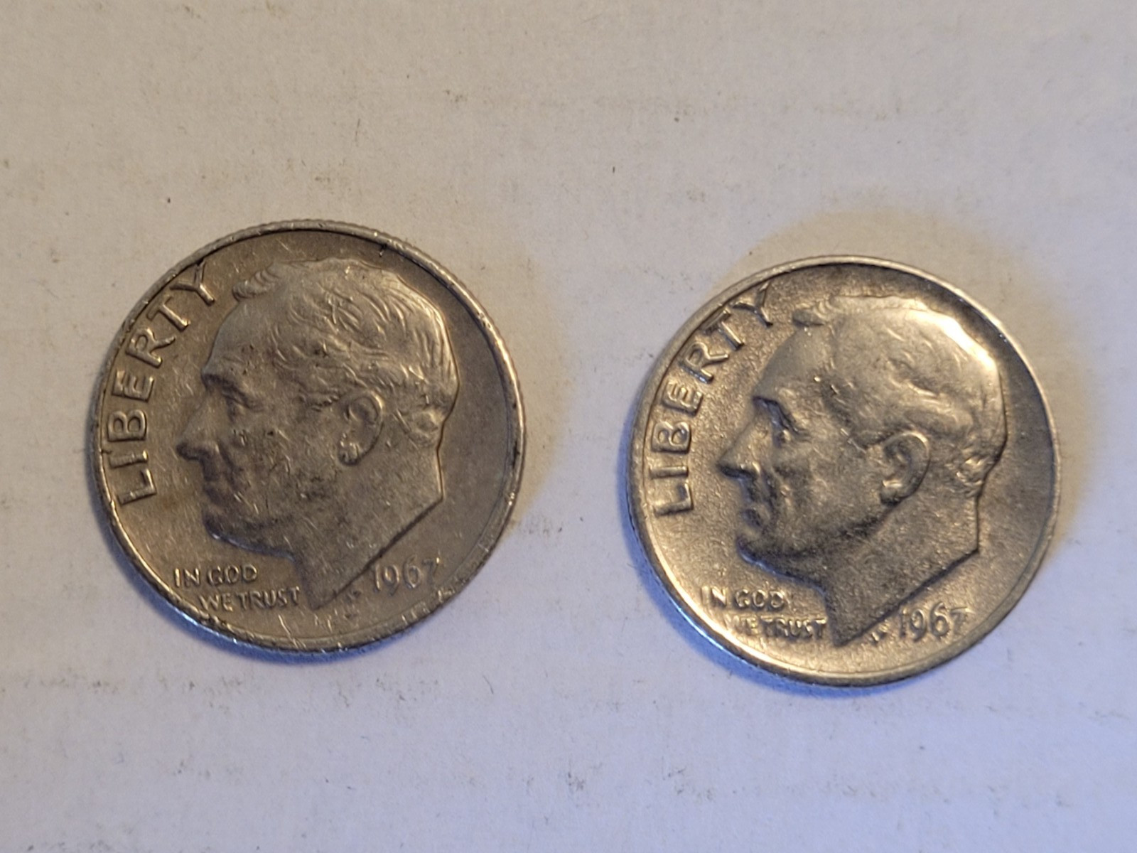 Roosevelt Dimes 1967 P (Total of 2 Coins)
