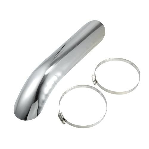 Universal Motorcycle Exhaust Pipe Heat Shield Curved Motorbike Silver Tone