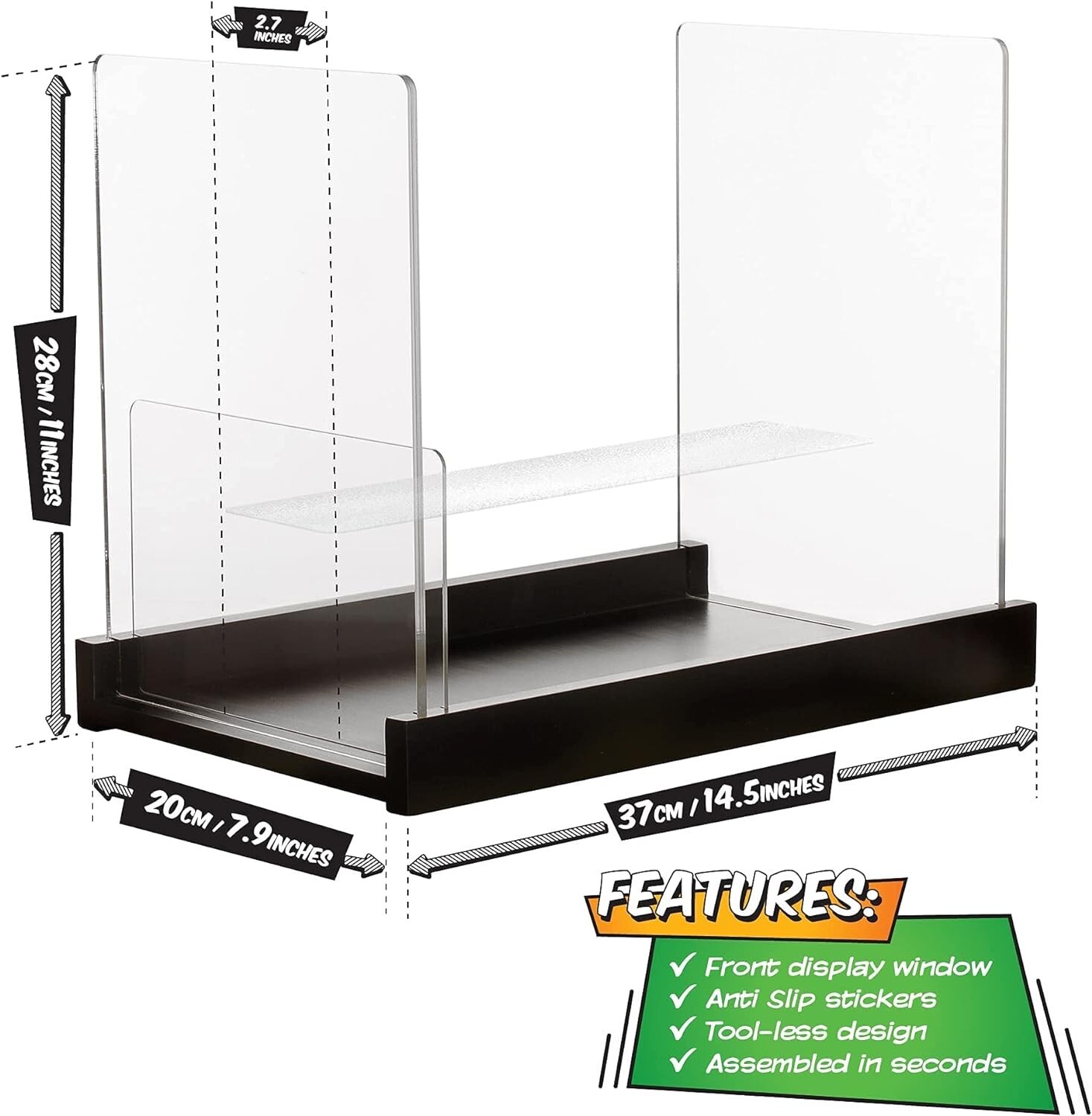 Comic Book Showcase Storage Case - Spacious - Stores 150 Issues - 14.5x8