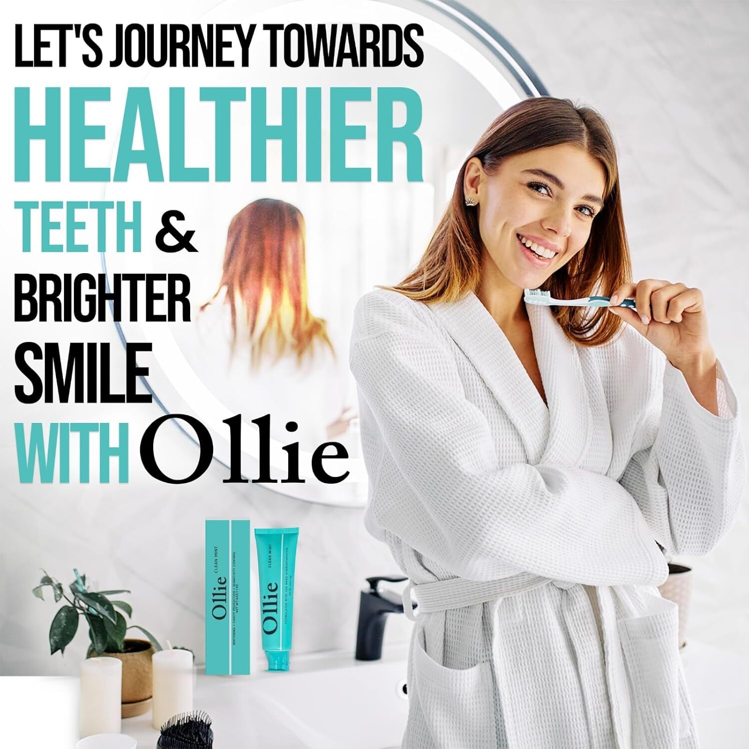 Ollie Clean Mint Nano Hydroxyapatite Toothpaste for Teeth Whitening, 10% Hydroxy