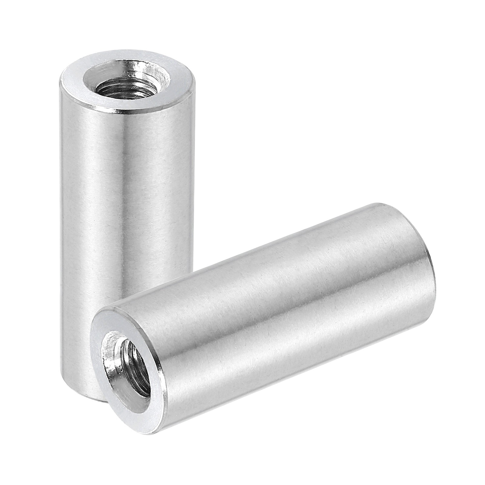 2Pcs 304 Stainless Steel M8x1.25mm Round Coupling Nuts, 0.63x1.57"(ODxH)