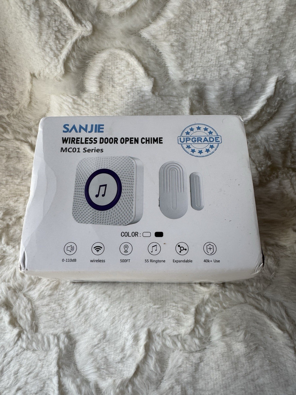 Door Chime,SanJie Wireless Sensor 2 Sensors + 1 Receiver White, White  NIB