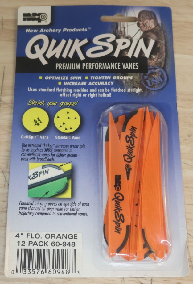 12 Pack NAP Quik Spin 3.13" Premium Performance Arrow Vanes: Fluorescent Orange