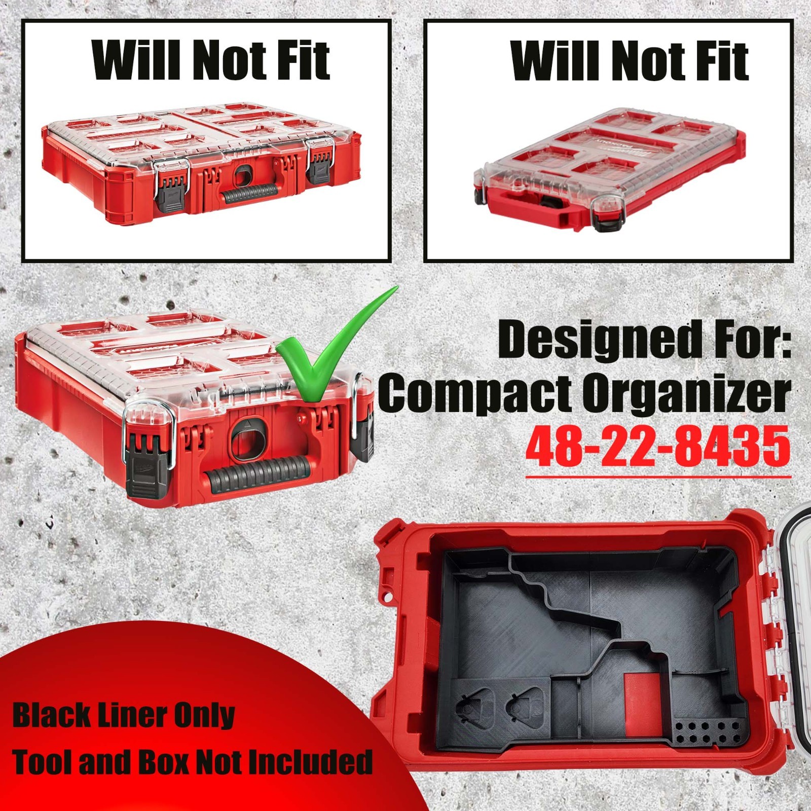 Milwaukee M12 Drill & Impact Organizer Insert for Packout Compact (3404 & 3453)