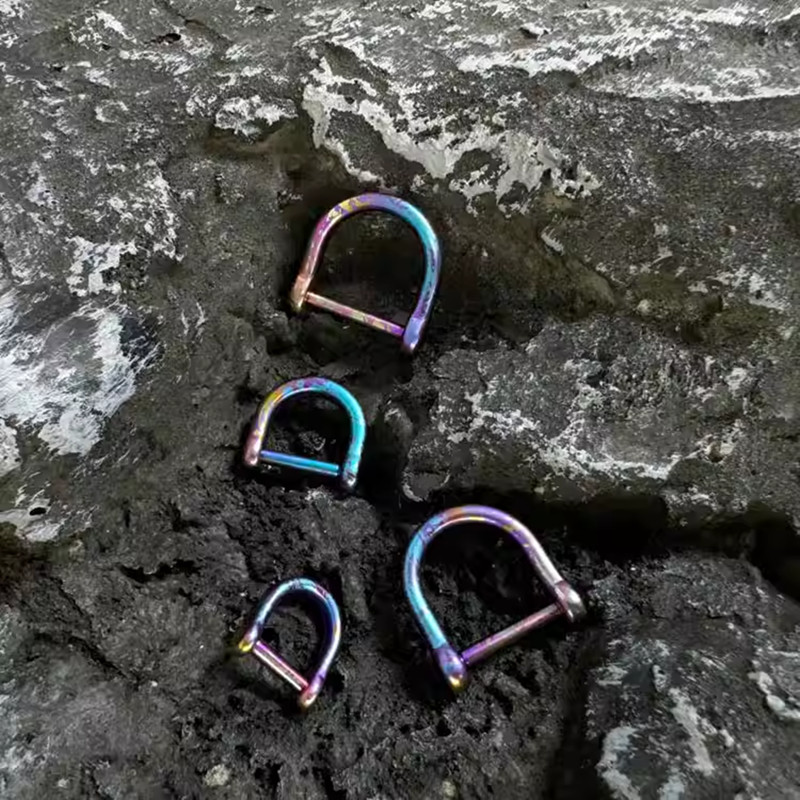 Titanium Alloy D Key Ring Screw Shackle Car Keychain Colorful Horseshoe Buckle