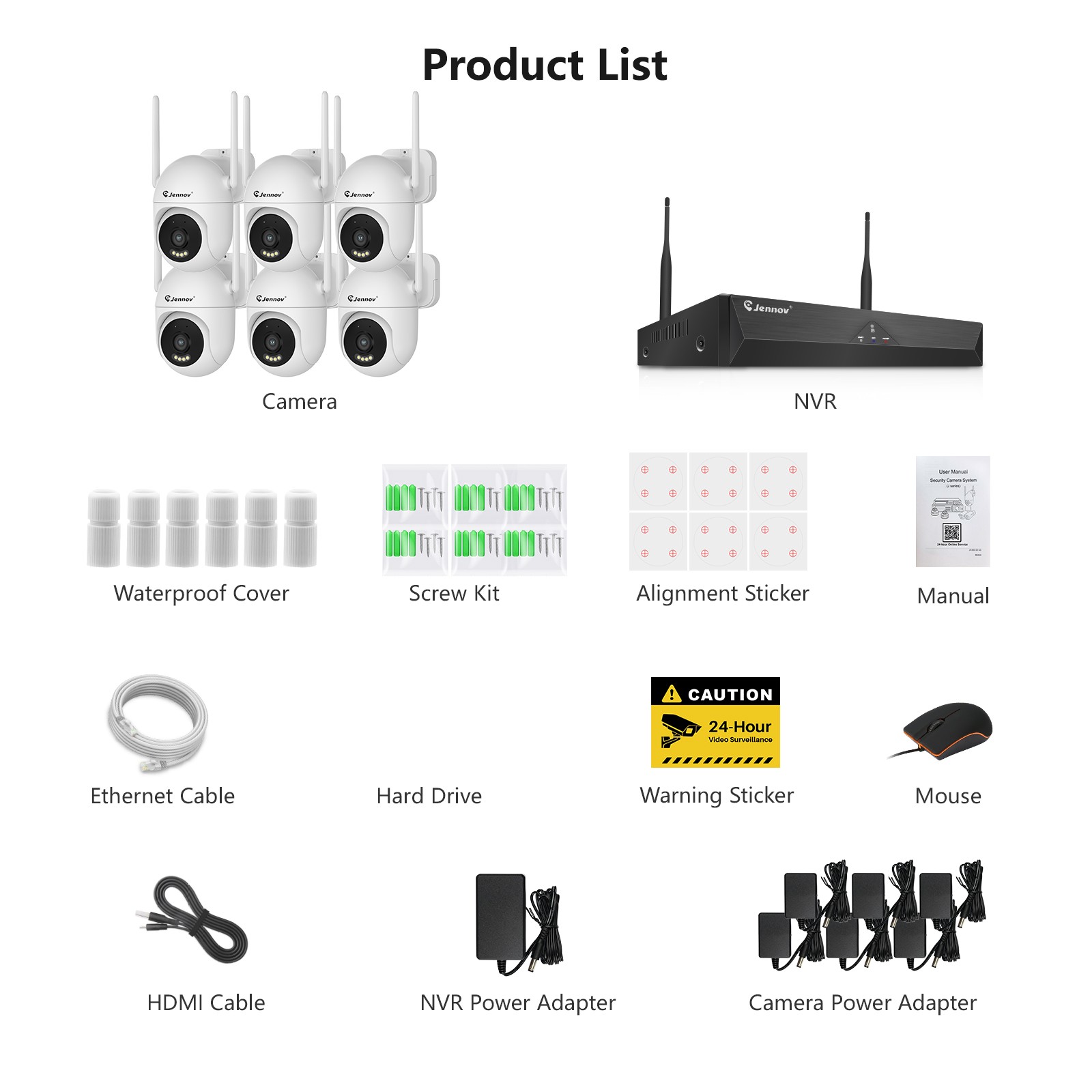 Wireless Security Camera System WIFI PTZ Outdoor Weatherproof Camera 5MP 1TB NVR