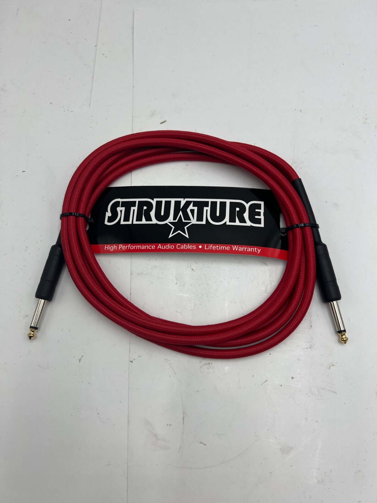 (QTY 4) Strukture Woven Instrument Cable SC10RD Red  1/4"-10' Heavy Duty