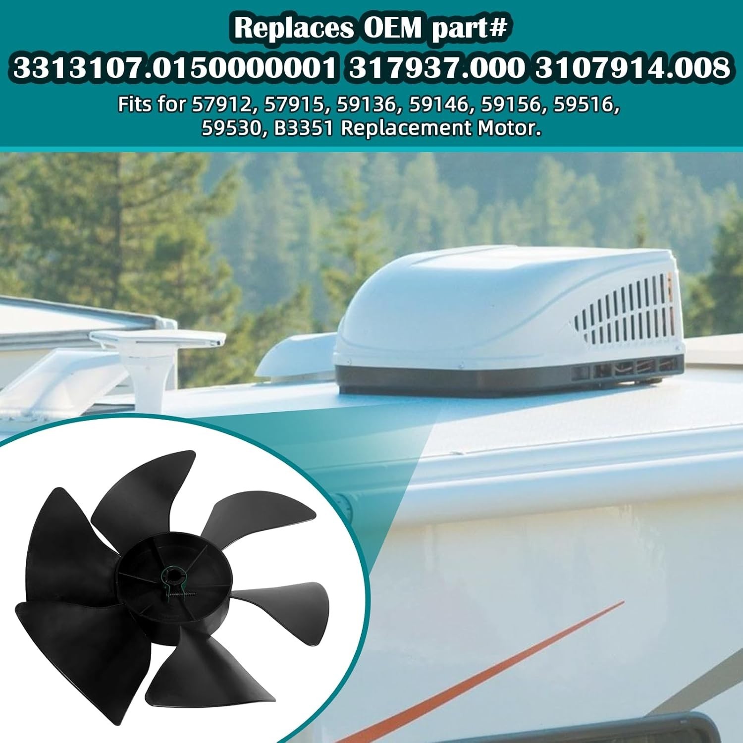 Fan Blade for Dometic Brisk Air Conditioner RV AC