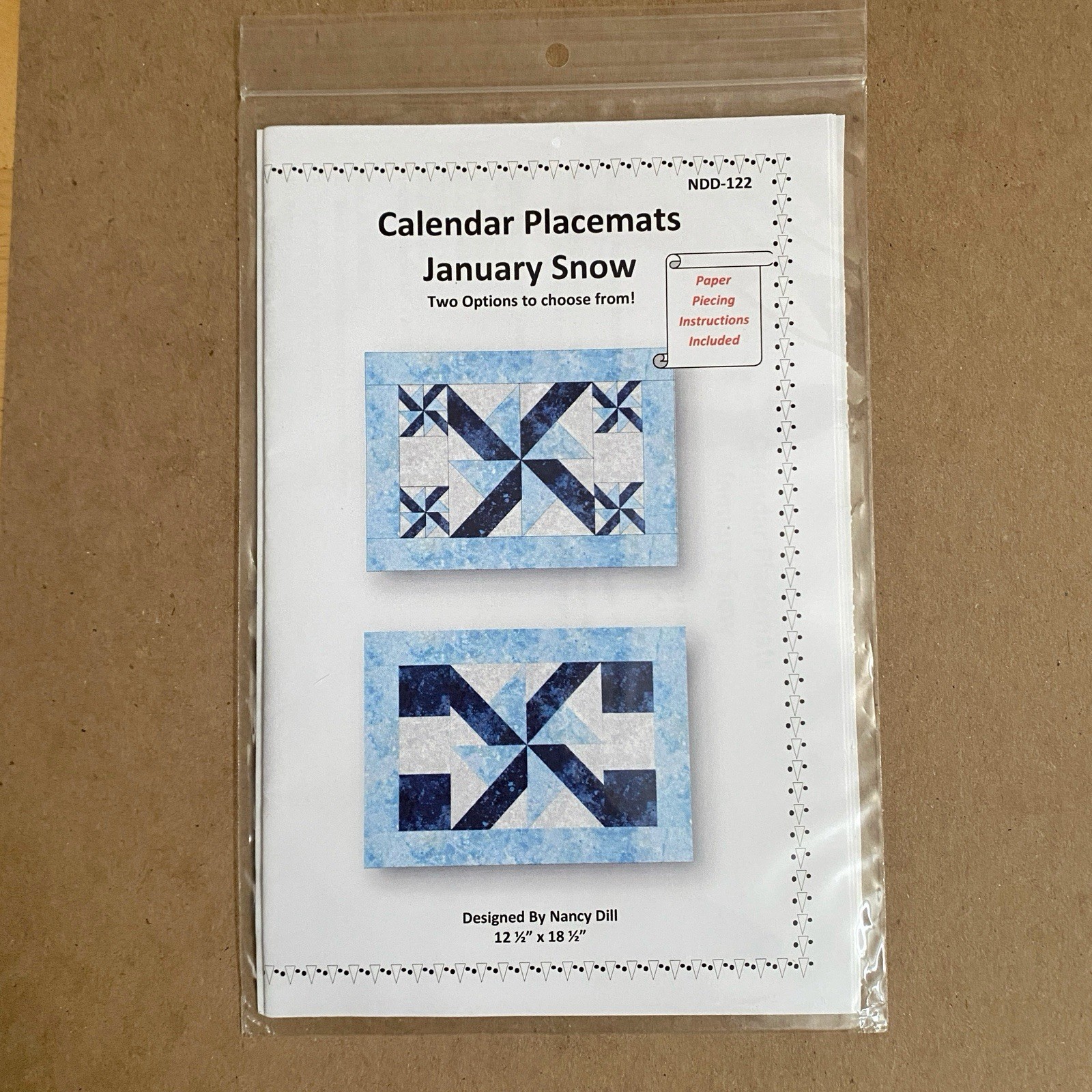 Calendar Placemats January Snow Quilt Pattern by Nancy Dill of Quilt Woman