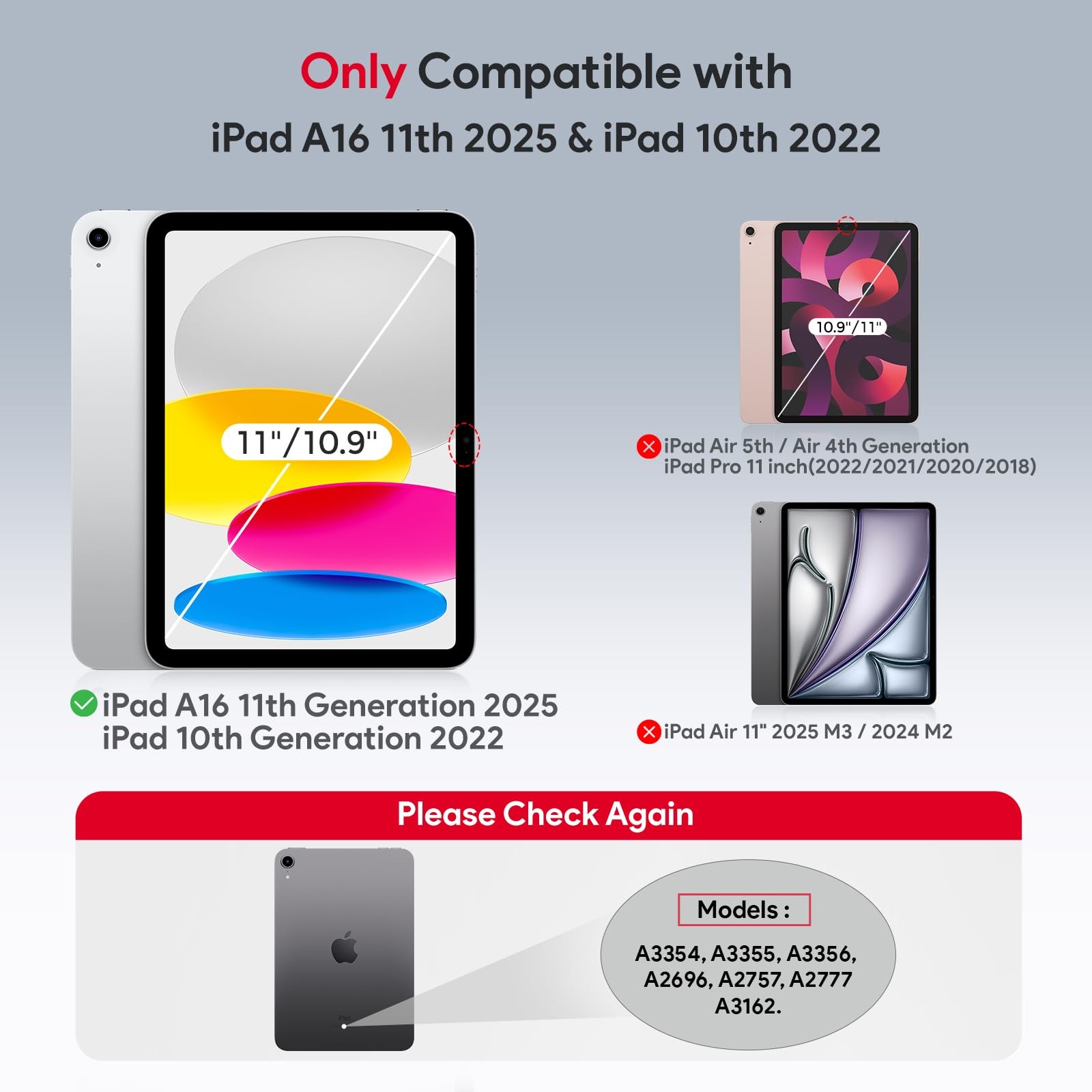 Screen Protector for iPad 11/10.9 - 2 Pack, 9H Hardness, HD Clear, Zero-Lag