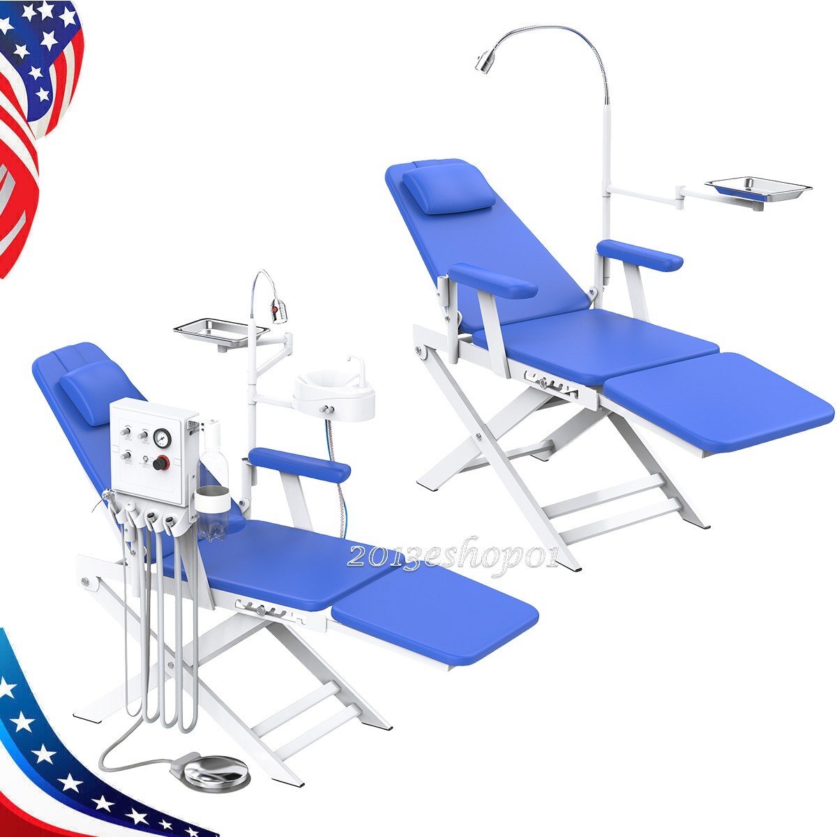 Portable Dental Chair Folding Mobile with LED Oral Light /Turbine Unit 4Hole