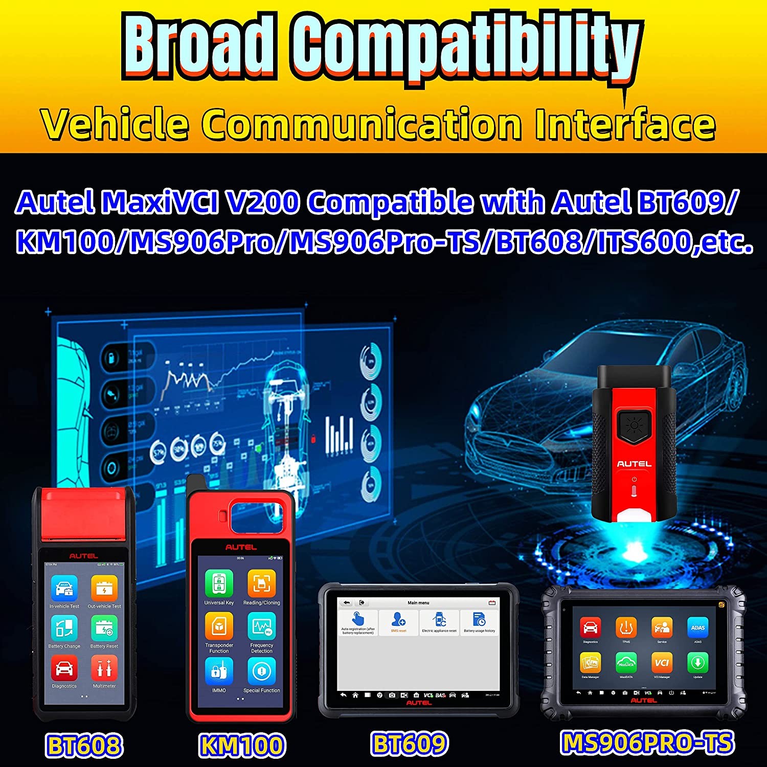Autel MaxiVCI VCI V200 Bluetooth Diagnostic Interface For KM100 ITS600 MS906 Pro