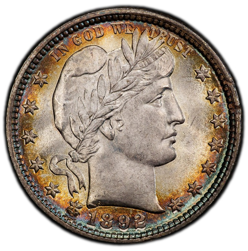 1892 25c PCGS MS 66 ~ BEAUTIFUL SILVER BARBER QUARTER