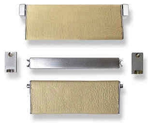 3-3/8" Italian Mid Century Pull Leather and Matte Chrome