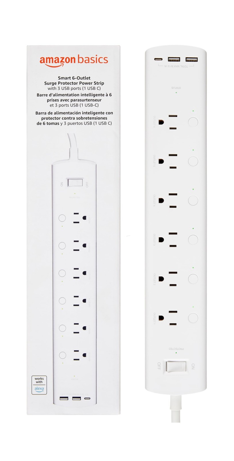 Amazon Basics Smart Plug Power Strip with 6 Individually Contro... FAST USA SHIP