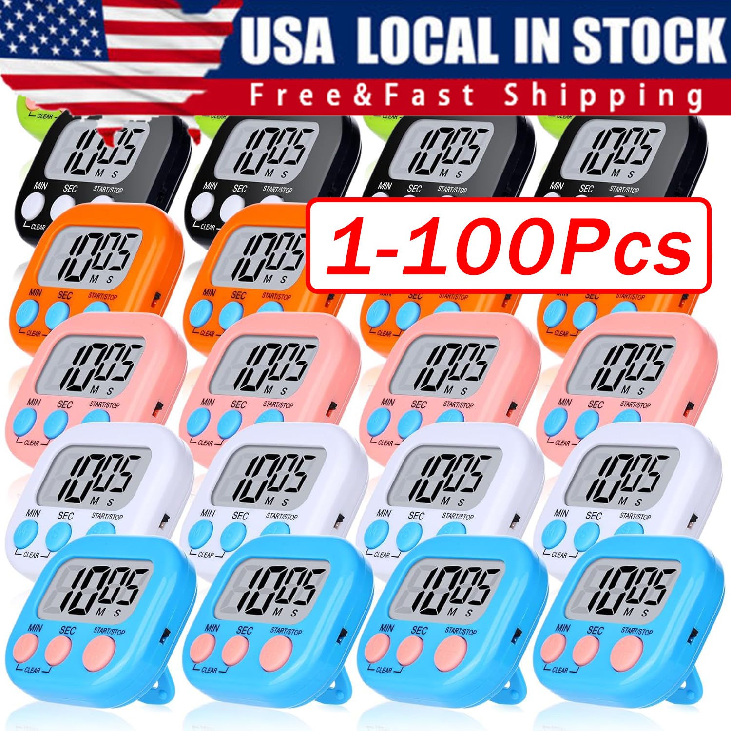 Large LCD Digital Kitchen Cooking Timer Count Down Up Clock Loud Alarm Magnetic