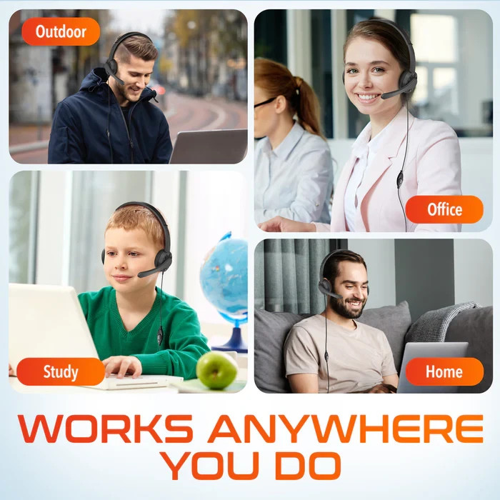 Delton 12y USB Computer Headset Noise-Isolating Headphones In-line Vol Control