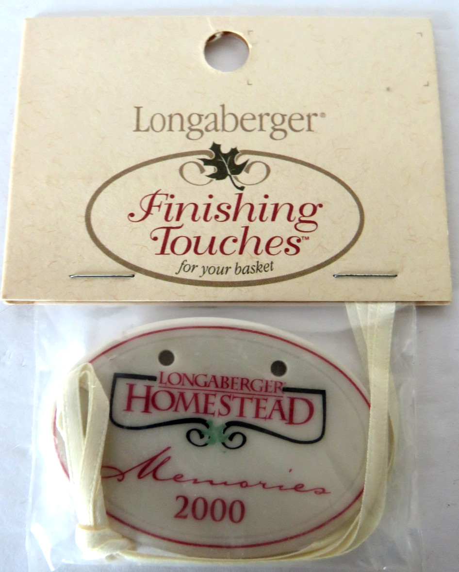 Longaberger Homestead Pottery Basket Marker Memories 2000 Tie-On Vtg