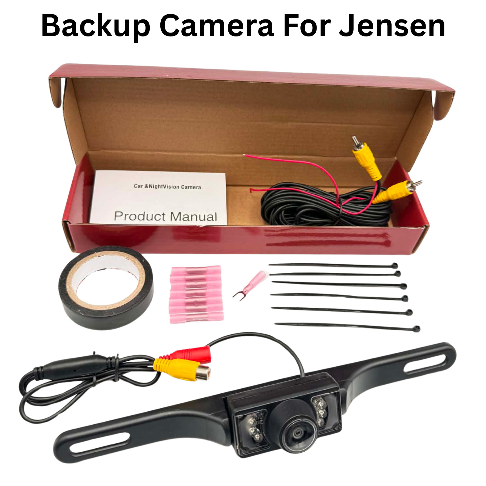 Rearview Backup Plate Camera for Jensen CR271ML Install Kit