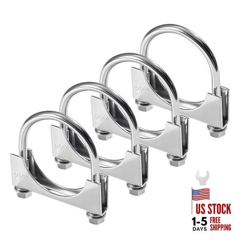 Heavy Duty U Bolt Exhaust Clamp, 2 1/2 Inch Stainless Steel U Muffler 2.5" 4