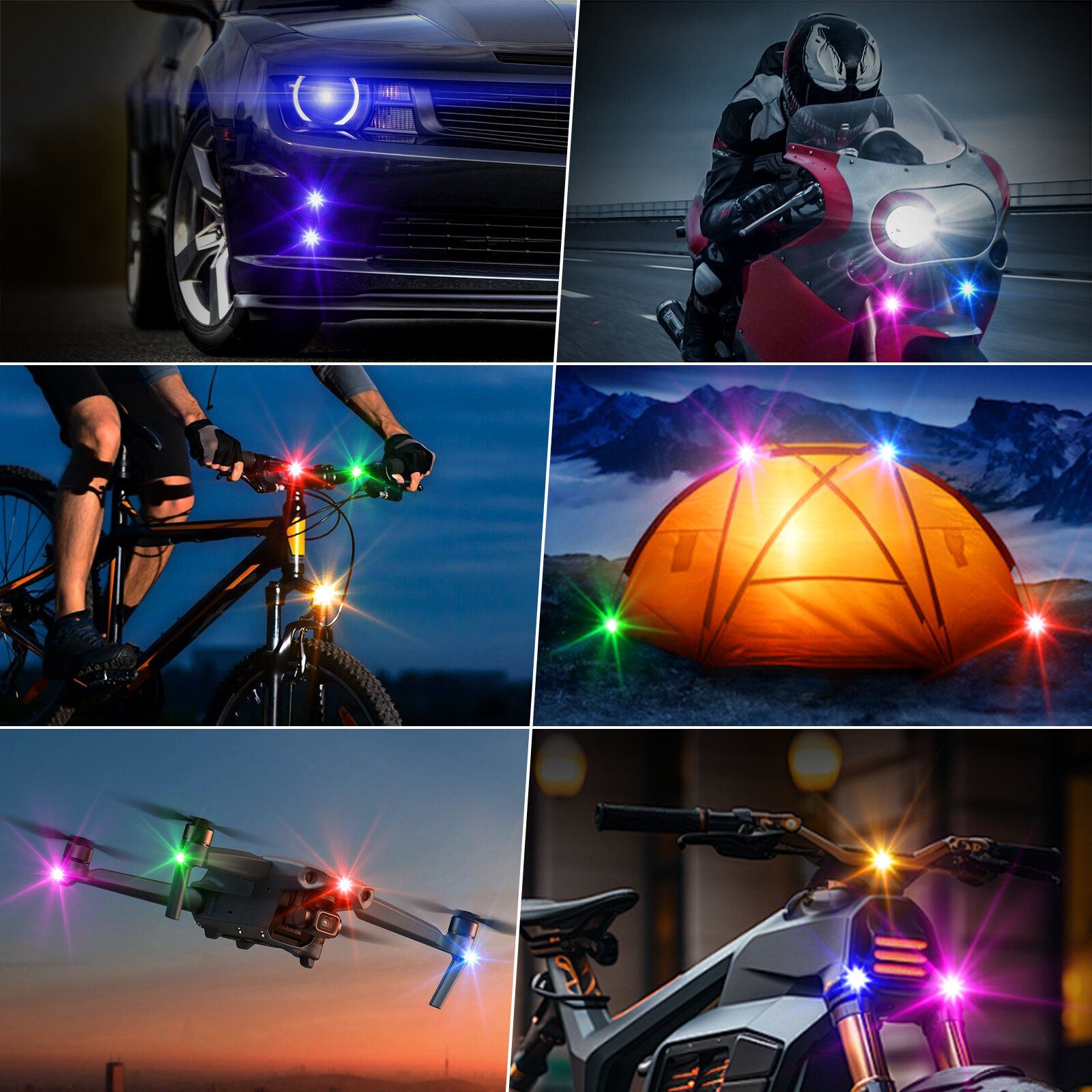 20 Pods Wireless RGB Strobe Lights w/Remote Control LED Flash Warning Lights Kit