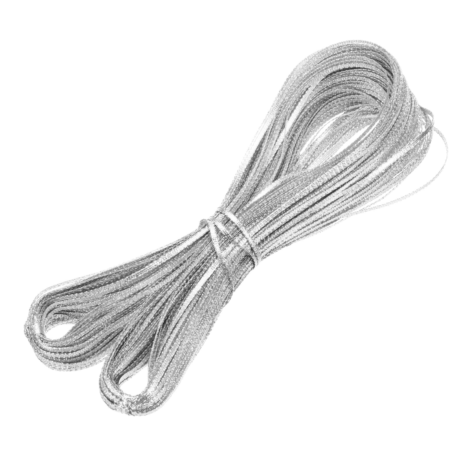 103 Yard Metallic Thread Cord, 3mm(0.12inch) Flat Rope Ribbon String,Silver