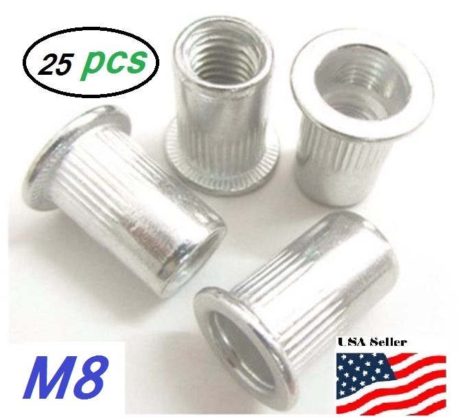 25pcs Aluminum M8x1.25 Rivet Nut Rivnut Insert Nutsert 8mm
