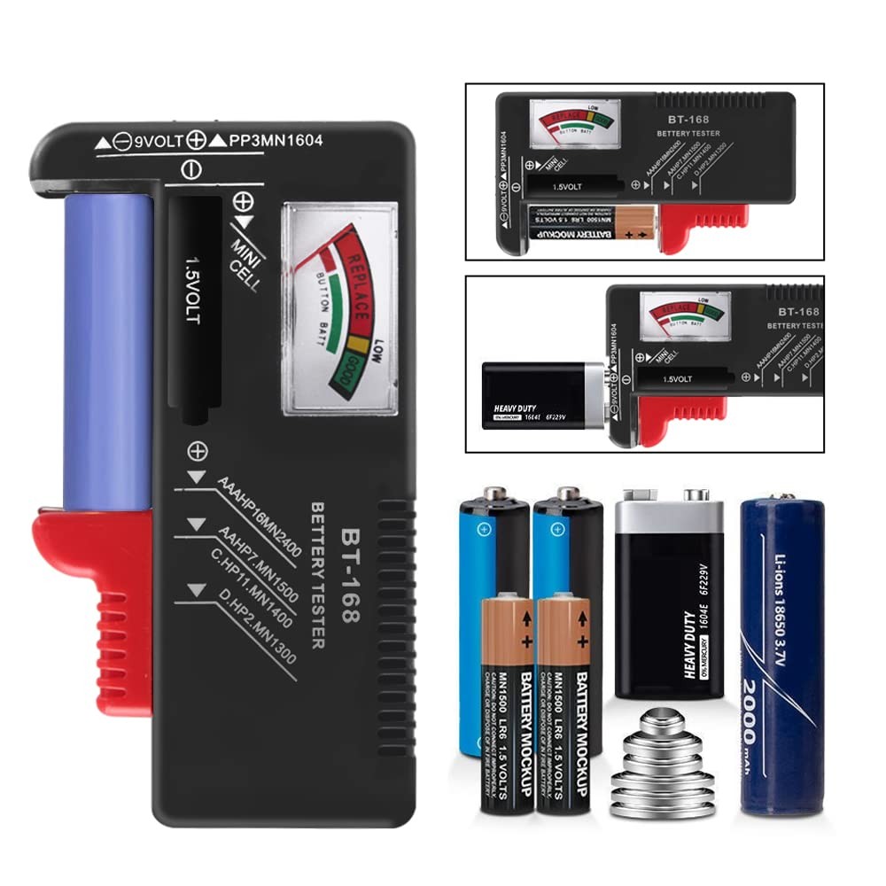 2Pcs Battery Tester Checker, Universal Checker for AA AAA C D 9V